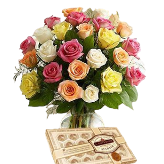 25 colorful roses with chokolates | Flower Delivery Elista