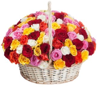 51 colorful roses in the basket | Flower Delivery Elista